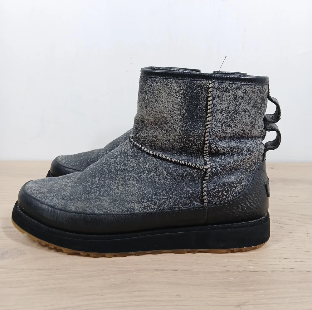 UGG x Ovadia Ankle Boots Platform Men 9 Gray Shearling‎ Lined Warm